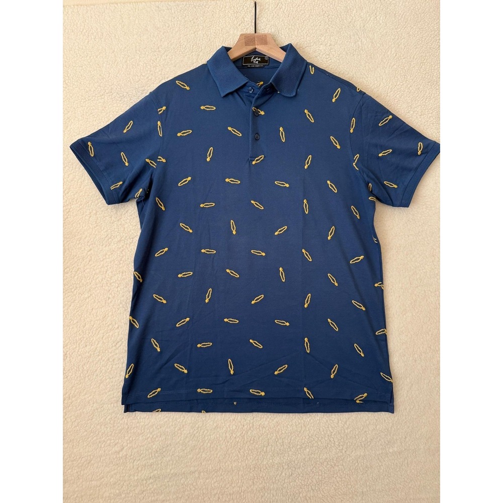 Eastside Golf Polo Shirt Mens Medium Blue Graphic Print Performance Stretch